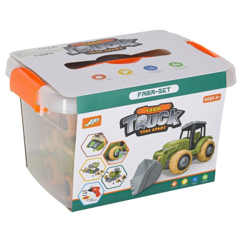 ZESTAW KONSTRUKCYJNY FARMA POJAZDY DO ROZKRĘCANIA ZWIERZĘTA ZAGRODA WKRĘTARKA