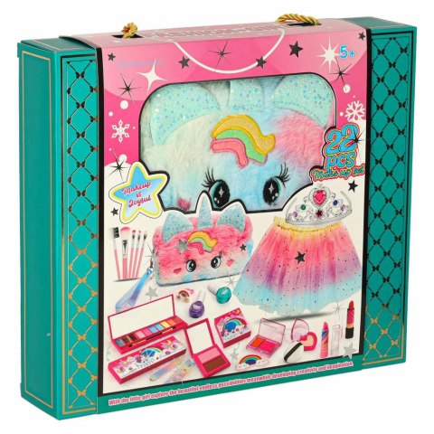 ZESTAW PIĘKNOŚCI DO MAKIJAŻU DLA KSIĘŻNICZKI KOSMETYCZKA SPÓDNICZKA 22 EL.