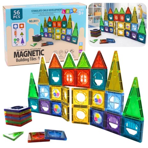 Zestaw Klocki Magnetyczne Konstrukcyjne 3D Okienka Panele Kolorowe 56 el.