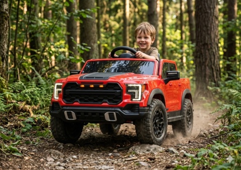 AUTO NA AKUMULATOR DLA DZIECKA PICKUP P4 4X4 SKÓRA KOŁA EVA LED MP3 PILOT