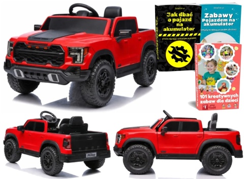 AUTO NA AKUMULATOR DLA DZIECKA PICKUP P4 4X4 SKÓRA KOŁA EVA LED MP3 PILOT