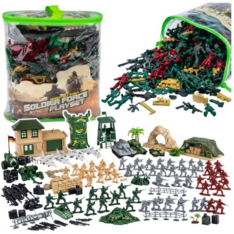 ZESTAW FIGUREK ŻOŁNIERZYKI POJAZDY BAZA WOJSKOWA ZESTAW MILITARNY 300 EL.
