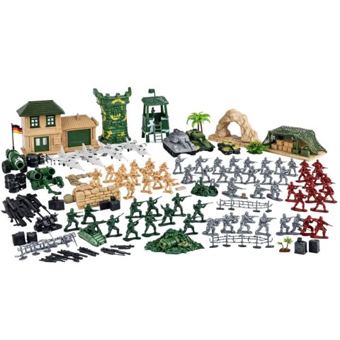 ZESTAW FIGUREK ŻOŁNIERZYKI POJAZDY BAZA WOJSKOWA ZESTAW MILITARNY 300 EL.