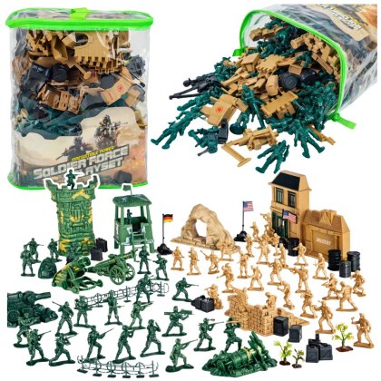 ZESTAW FIGUREK ŻOŁNIERZYKI POJAZDY BAZA WOJSKOWA ZESTAW MILITARNY 400 EL.