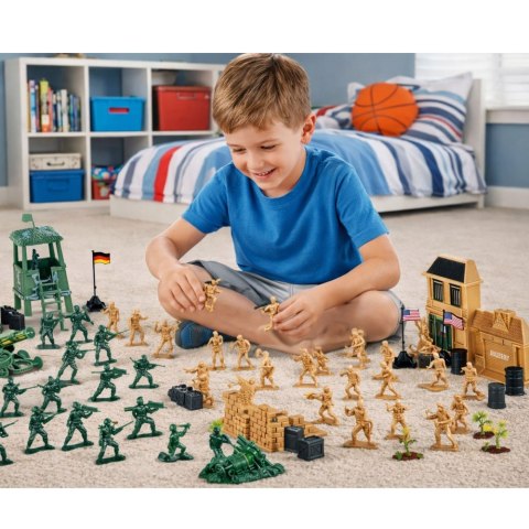 ZESTAW FIGUREK ŻOŁNIERZYKI POJAZDY BAZA WOJSKOWA ZESTAW MILITARNY 400 EL.