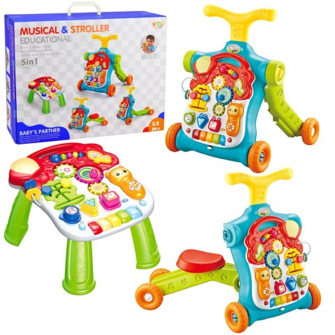 PCHACZ CHODZIK 5W1 HULAJNOGA STOLIK EDUKACYJNY DLA MALUCHA PIANINKO DŹWIĘKI