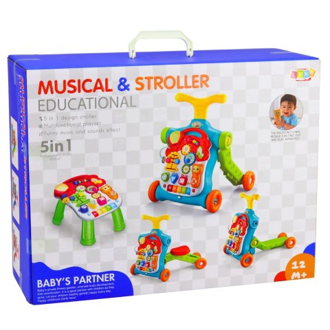 PCHACZ CHODZIK 5W1 HULAJNOGA STOLIK EDUKACYJNY DLA MALUCHA PIANINKO DŹWIĘKI