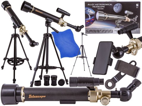 Czarny Teleskop Astronomiczny Ze Statywem Luneta Dla Początkujących + Akcesoria