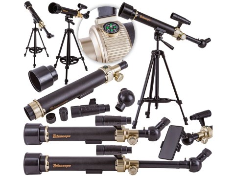 Czarny Teleskop Astronomiczny Ze Statywem Luneta Dla Początkujących + Akcesoria