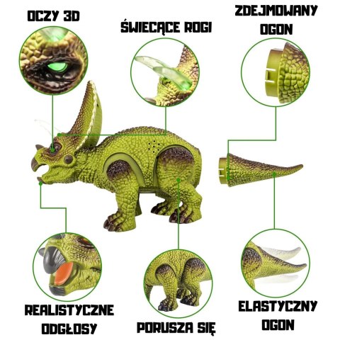 DINOZAUR ZDALNIE STEROWANY RC ROBOT TRICERATOPS DLA DZIECI KREATYWNY INTERAKTYWNY