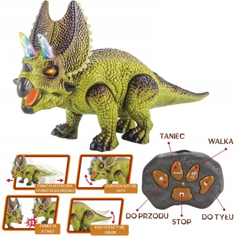 DINOZAUR ZDALNIE STEROWANY RC ROBOT TRICERATOPS DLA DZIECI KREATYWNY INTERAKTYWNY