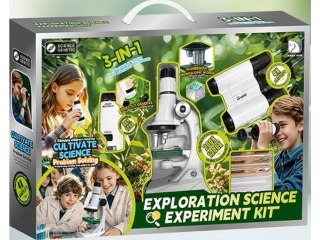 Edukacyjny Mikroskop Stacjonarny Kieszonkowy Lupa Lornetka 3w1 Zabawka Naukowa Przybliżenie Do 1200x