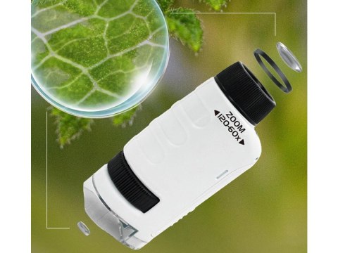 Edukacyjny Mikroskop Stacjonarny Kieszonkowy Lupa Lornetka 3w1 Zabawka Naukowa Przybliżenie Do 1200x