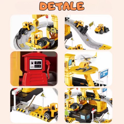 GARAŻ PARKING ROBOTY DROGOWE 41EL DLA DZIECI POJAZDY ZESTAW