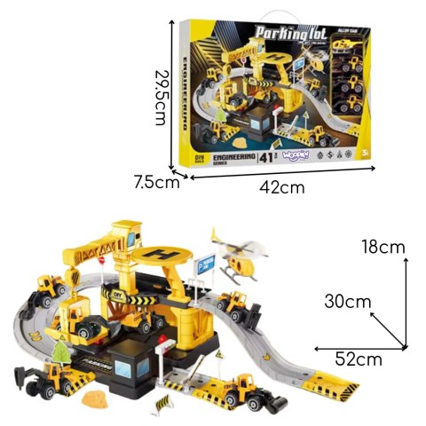 GARAŻ PARKING ROBOTY DROGOWE 41EL DLA DZIECI POJAZDY ZESTAW