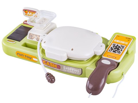 KASA SKLEPOWA FISKALNA DLA DZIECI WAGA KALKULATOR CZYTNIK KODÓW ZESTAW 30EL