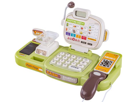 KASA SKLEPOWA FISKALNA DLA DZIECI WAGA KALKULATOR CZYTNIK KODÓW ZESTAW 30EL