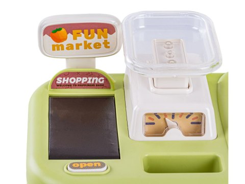 KASA SKLEPOWA FISKALNA DLA DZIECI WAGA KALKULATOR CZYTNIK KODÓW ZESTAW 30EL