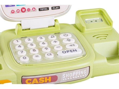 KASA SKLEPOWA FISKALNA DLA DZIECI WAGA KALKULATOR CZYTNIK KODÓW ZESTAW 30EL