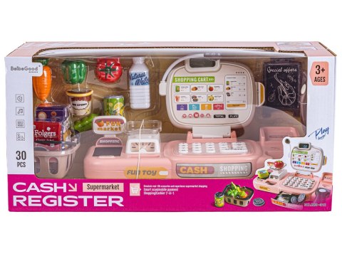 KASA SKLEPOWA FISKALNA DLA DZIECI WAGA KALKULATOR CZYTNIK KODÓW ZESTAW 30EL