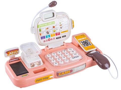 KASA SKLEPOWA FISKALNA DLA DZIECI WAGA KALKULATOR CZYTNIK KODÓW ZESTAW 30EL