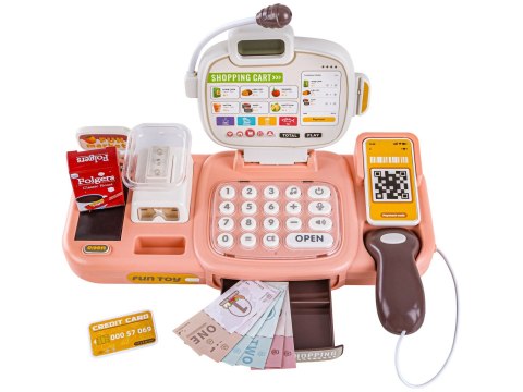 KASA SKLEPOWA FISKALNA DLA DZIECI WAGA KALKULATOR CZYTNIK KODÓW ZESTAW 30EL
