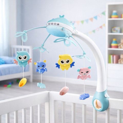 KARUZELA DO ŁÓZECZKA DLA MALUCHA 2W1 PROJEKTOR PILOT ODGŁOSY ZWIERZĄT MELODIE