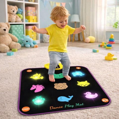 MATA DO TAŃCZENIA MUZYCZNA DLA DZIECI ZWIERZĘTA 5 TRYBÓW 3 POZIOMY ŚWIATŁA