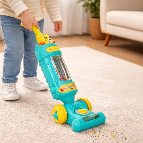 ODKURZACZ INTERAKTYWNY PIONOWY DLA DZIECI 46CM DŹWIĘK ŚWIATŁA JAK PRAWDZIWY