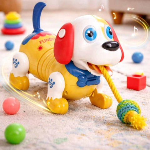 PIESEK INTERAKTYWNY MASON Z KOŚCIĄ ROBOT REAGUJE NA DOTYK ŚPIEWA ŚWIATŁA