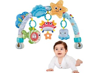 Pałąk Łuk Sensoryczny Z Zabawkami Grzechotki Do Łóżeczka Wózka Fotelika Zwierzęta Morskie