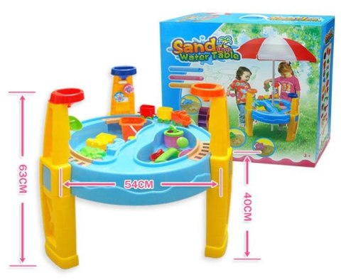 Piaskownica 2w1 Stolik Wodny Parasolka Foremki Akcesoria