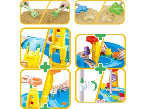 Piaskownica 2w1 Stolik Wodny Parasolka Foremki Akcesoria