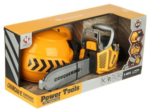 Piła Łańcuchowa Motorowa Zestaw Dla Małego Drwala Kask z oświetleniem