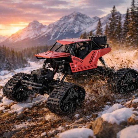 SAMOCHÓD ZDALNIE STEROWANY RC ROCK CRAWLER 4X4 1:16 KOŁA GĄSIENICE PILOT 2.4G AKU