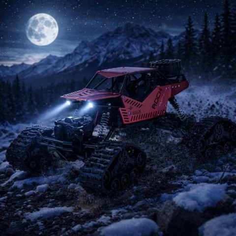 SAMOCHÓD ZDALNIE STEROWANY RC ROCK CRAWLER 4X4 1:16 KOŁA GĄSIENICE PILOT 2.4G AKU