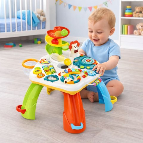 STOLICZEK EDUKACYJNY INTERAKTYWNY ZJEŻDŻALNIA PIŁEK PIANINKO DŹWIĘK ŚWIATŁA