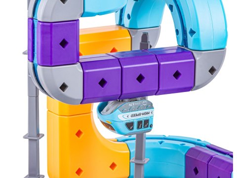 TOR MAGNETYCZNY SAMOCHODOWY KOLEJKA POCIĄG KLOCKI KONSTRUKCYJNE ZESTAW 54EL