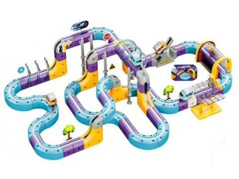 Tor Magnetyczny Zjazd samochodowy Kolejka Zjeżdżalnia Pociąg Klocki Konstrukcyjne 128 el.