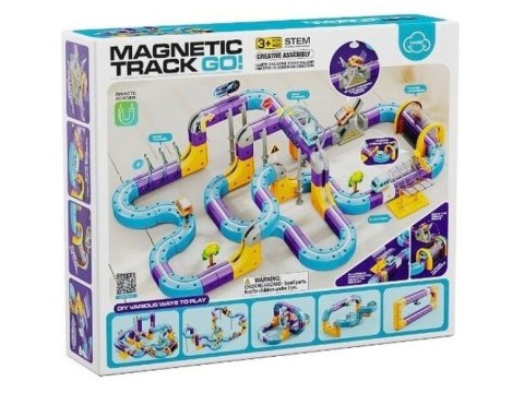 Tor Magnetyczny Zjazd samochodowy Kolejka Zjeżdżalnia Pociąg Klocki Konstrukcyjne 128 el.