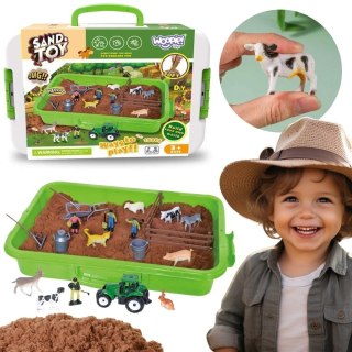 WOOPIE Zestaw Piasek Kinetyczny Farma w Walizce Traktor Zwierzęta 1500g