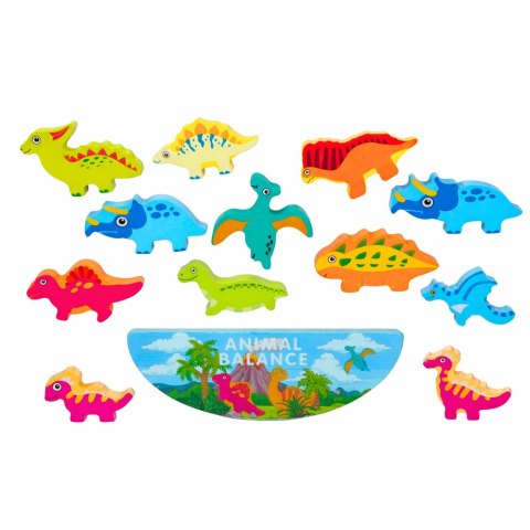 Wieża Z Dinozaurów Gra Równowagi Zręczność Drewniane Klocki Układanka 12el.