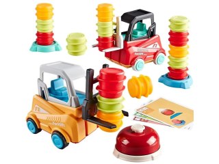 Wózek widłowy Gra zręcznościowa na refleks ZBUDUJ WIEŻĘ Układanka Ułóż beczki widlakiem Widlak