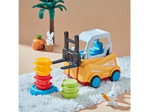 Wózek widłowy Gra zręcznościowa na refleks ZBUDUJ WIEŻĘ Układanka Ułóż beczki widlakiem Widlak