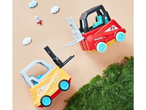 Wózek widłowy Gra zręcznościowa na refleks ZBUDUJ WIEŻĘ Układanka Ułóż beczki widlakiem Widlak