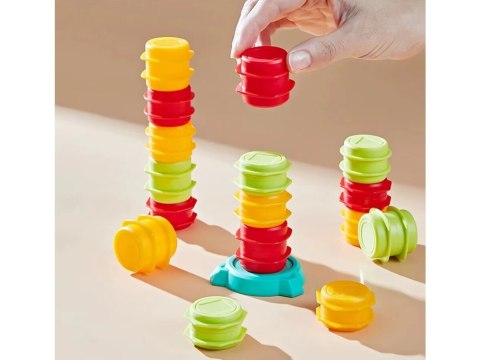 Wózek widłowy Gra zręcznościowa na refleks ZBUDUJ WIEŻĘ Układanka Ułóż beczki widlakiem Widlak