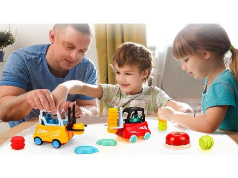 Wózek widłowy Gra zręcznościowa na refleks ZBUDUJ WIEŻĘ Układanka Ułóż beczki widlakiem Widlak