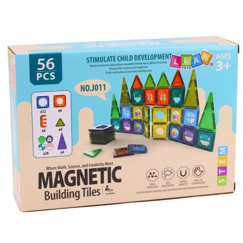 Zestaw Klocki Magnetyczne Konstrukcyjne 3D Okienka Panele Kolorowe 56 el.
