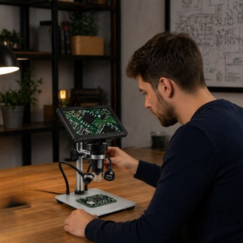 MIKROSKOP CYFROWY EDUKACYJNY POWIĘKSZENIE DO 1200X EKRAN LCD 7 CALI KAMERA