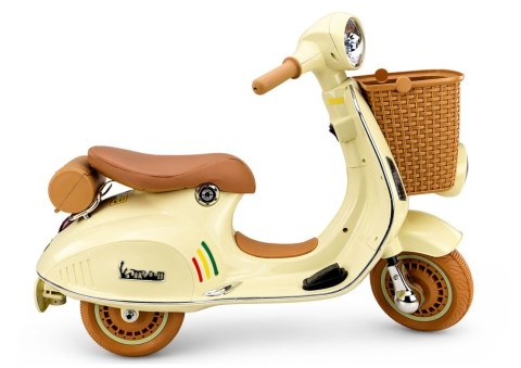 SKUTER TRÓJKOŁOWY NA AKUMULATOR DLA DZIECKA VESPA XW-03 LED MP3 USB SKÓRA